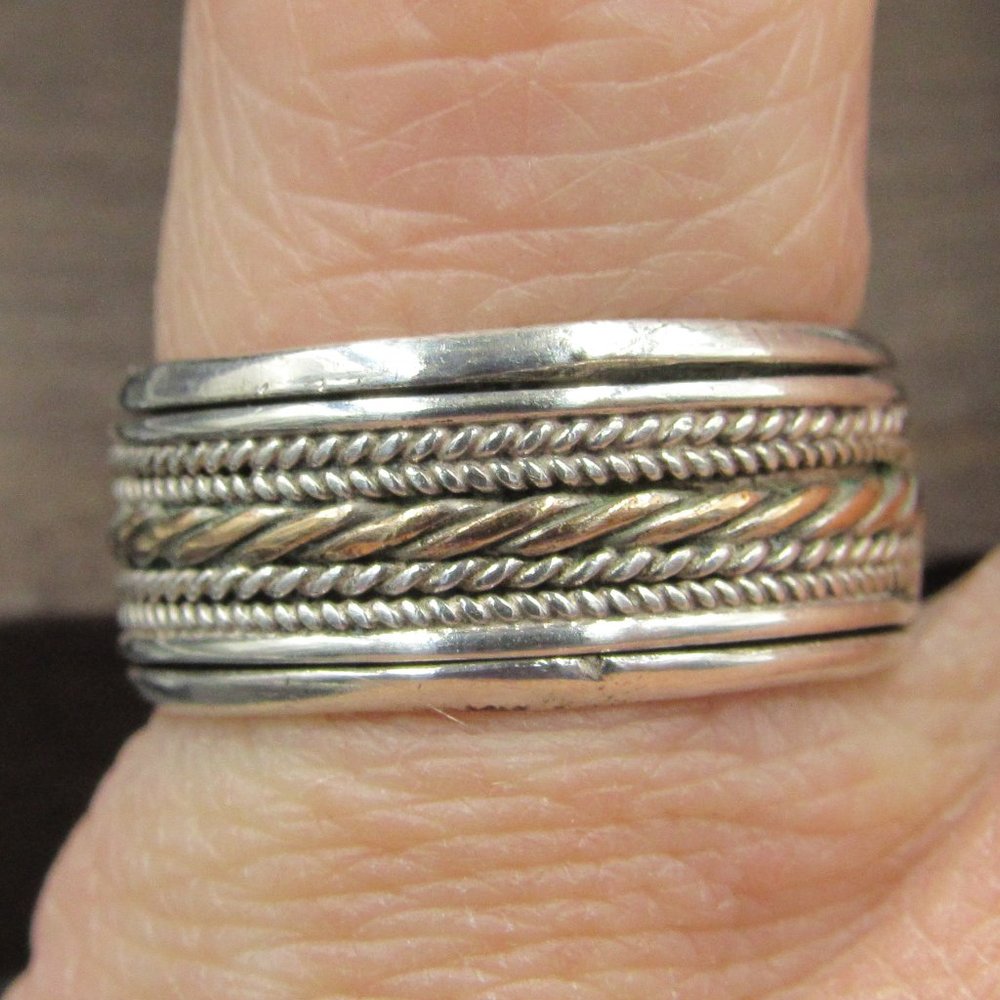 Size 6 Sterling Silver Anxiety Spinner Band Ring
